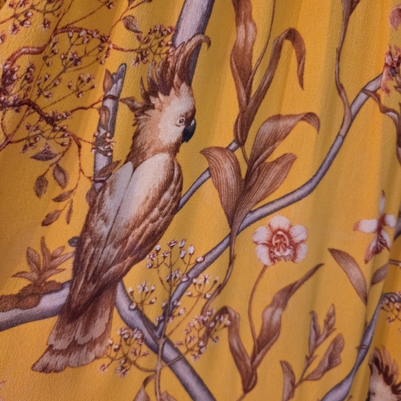 H&M Johanna Ortiz Women's Yellow Floral Boho Frill Long Midi Crepe Dress Size XS - Picture 13 of 16